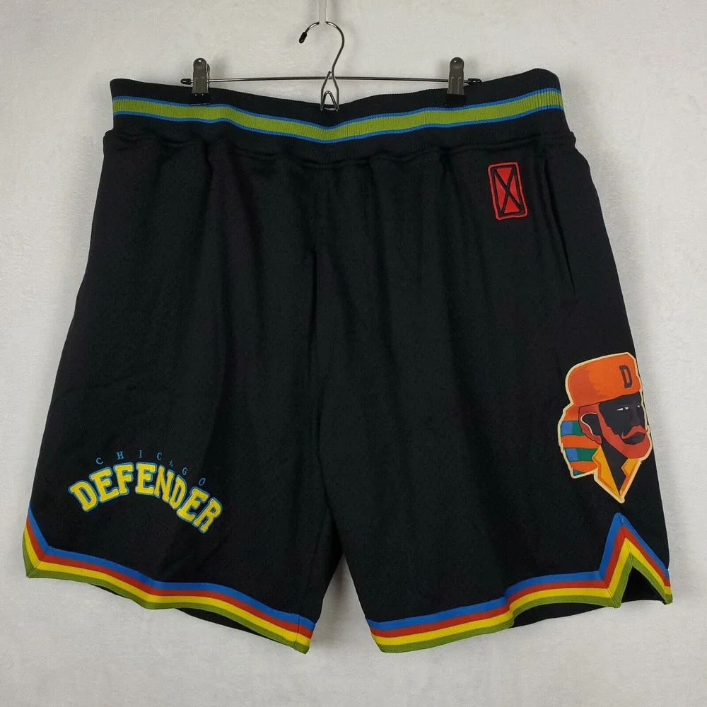 Hebru‎ Brantley Mitchell & Ness 3XL XXXL Jersey Shorts Embroidery Art Black NWT